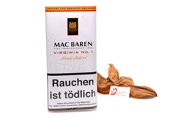 Mac Baren Virginia No. 1 Ready Rubbed Pipe tobacco 50g Pouch Mac Baren Virginia No. 1 Ready Rubbed Pipe tobacco 50g Pouch